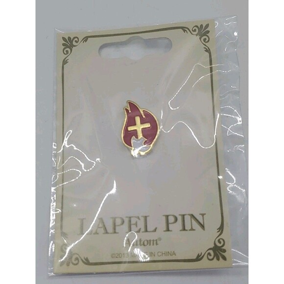 Religious Pin Red Flames Gold Cross White Dove Holy Spirit Auton 2013 Enamal - Picture 2 of 8